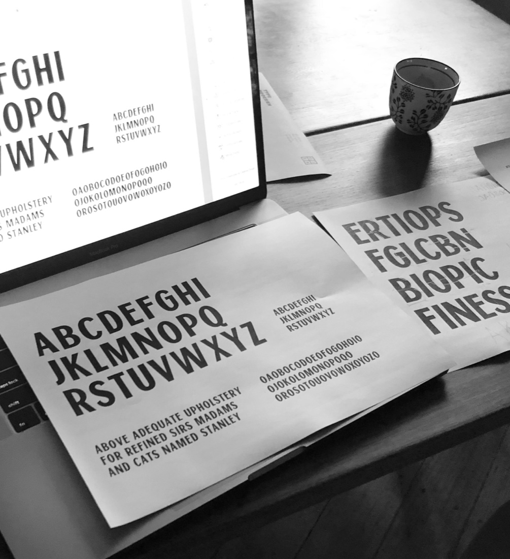 Lonsdale Bold work in progress, showing letter studies.